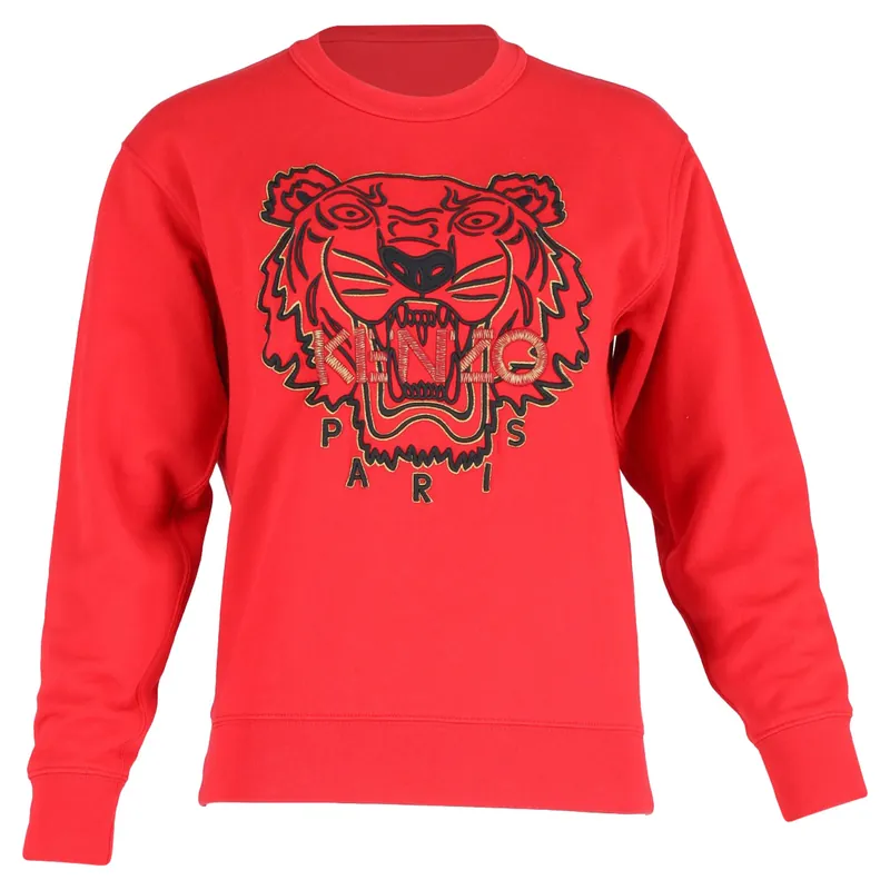 Preloved Tiger Graphic Sweater in Red Cotton - Kenzo
