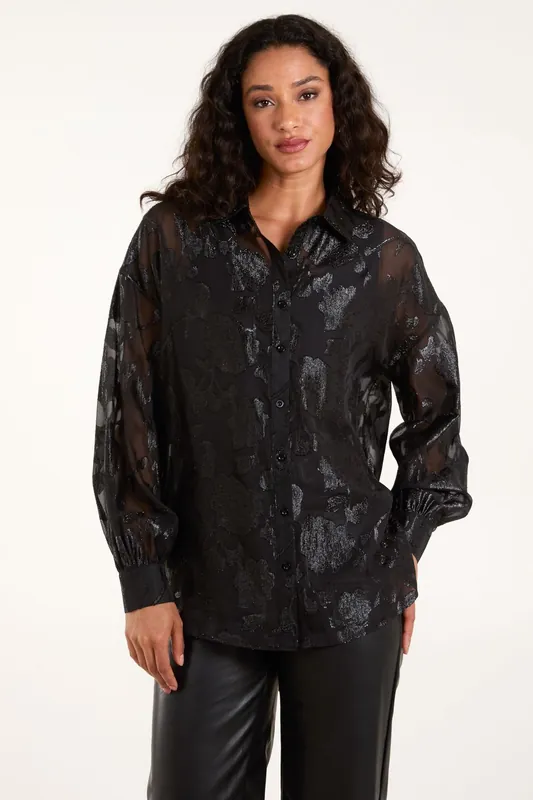 Sheer Foil Shirt - Blue Vanilla