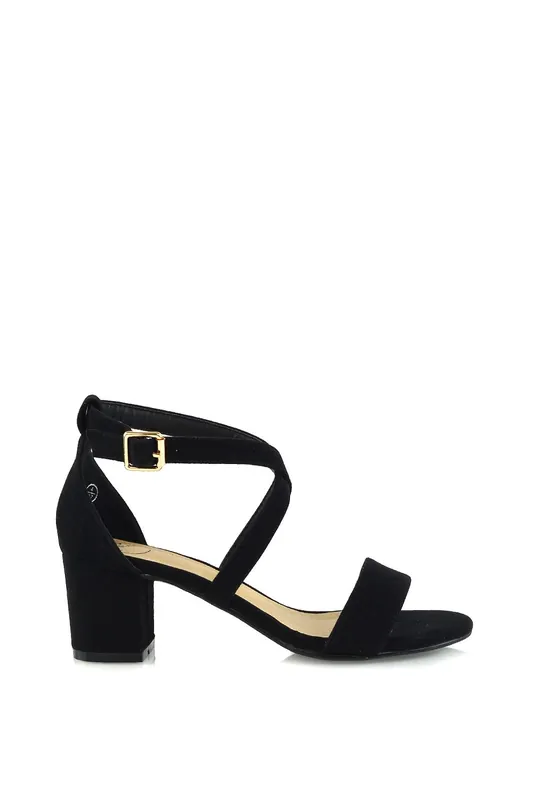 Jordyn' Cross Over Buckle Strap Chunky Low Block Heels - XY London