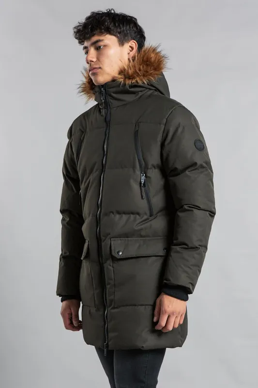 Padded Longline Coat with Faux Fur Hood - Tokyo Laundry