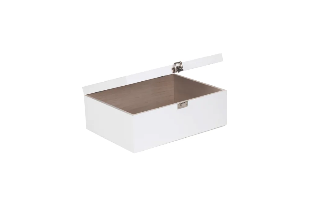 36cm White Wooden Storage Box - Red Hamper