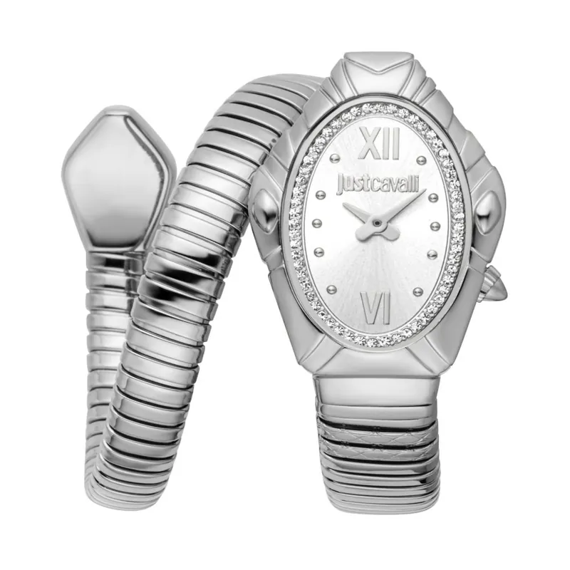 JC1L357M0015 Silver Snake Diamond Watch - Just Cavalli