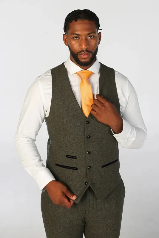 Men's Wool Blend Tweed Formal Waistcoats - Infinity Leather
