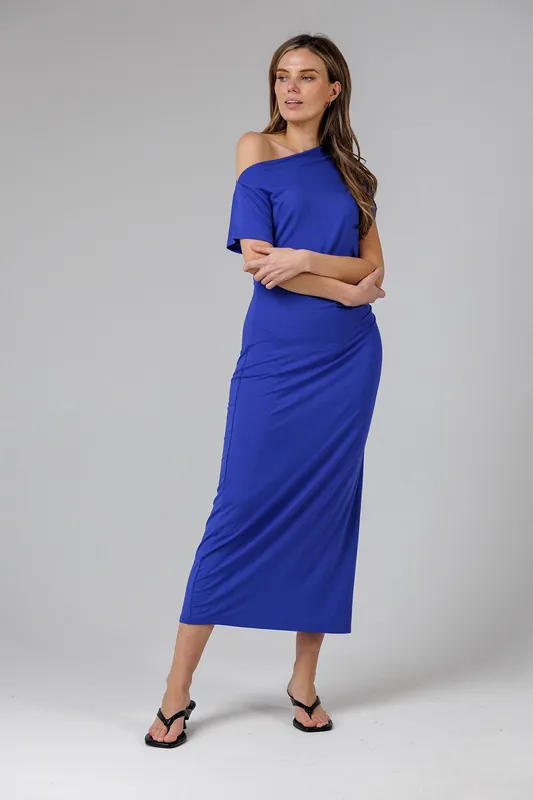Ruched Boat Neck Short Sleeve Midi Dress - French Connection