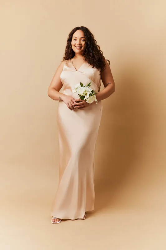 Satin Twist Back Maxi Dress - In The Style