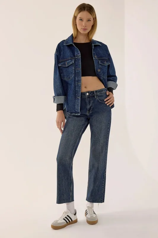 Low Waist Crop Denim Jeans - Hiccup