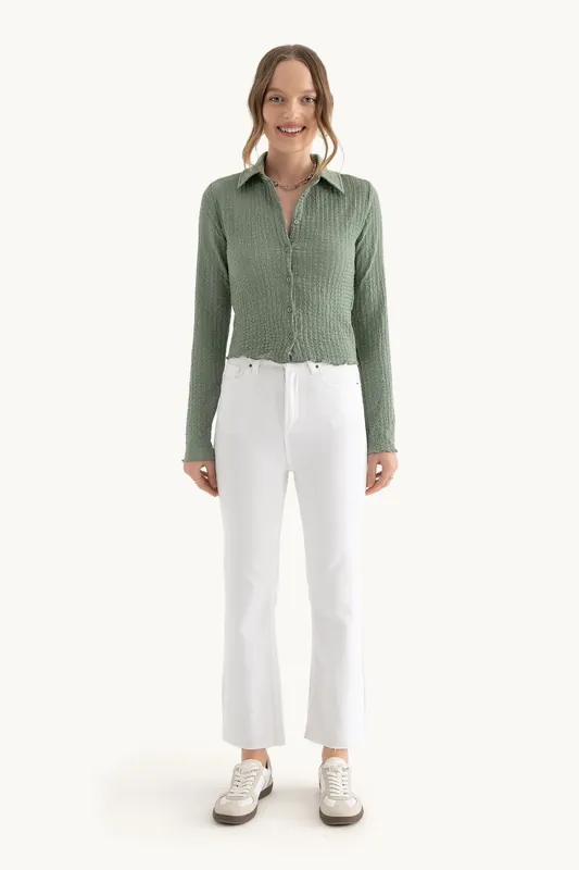 Polo Neck Buttoned Long Sleeve Top - Hiccup