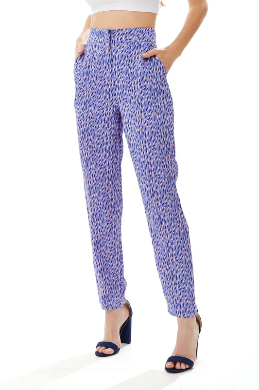 Stroke Print Trousers in Purple - Liquorish
