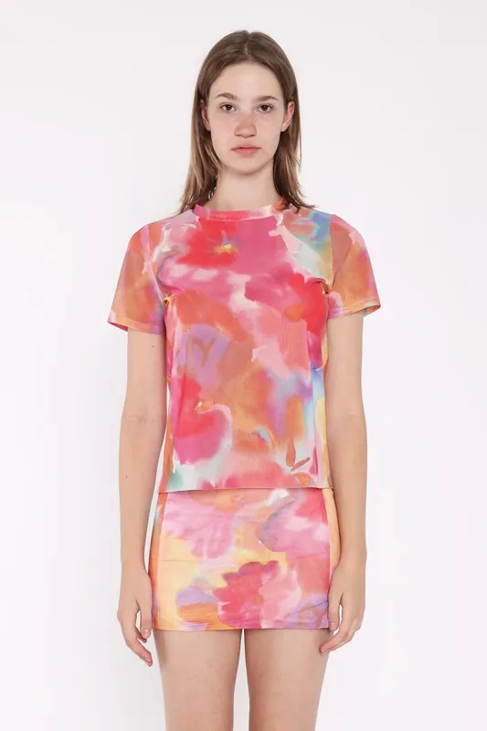 Flower Bodycon Cropped Tee - Shnoo