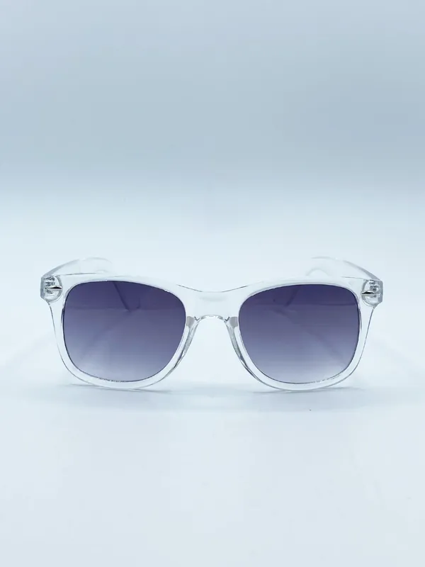Clear Wayfarer Sunglasses with Graded Grey Lenses - SVNX