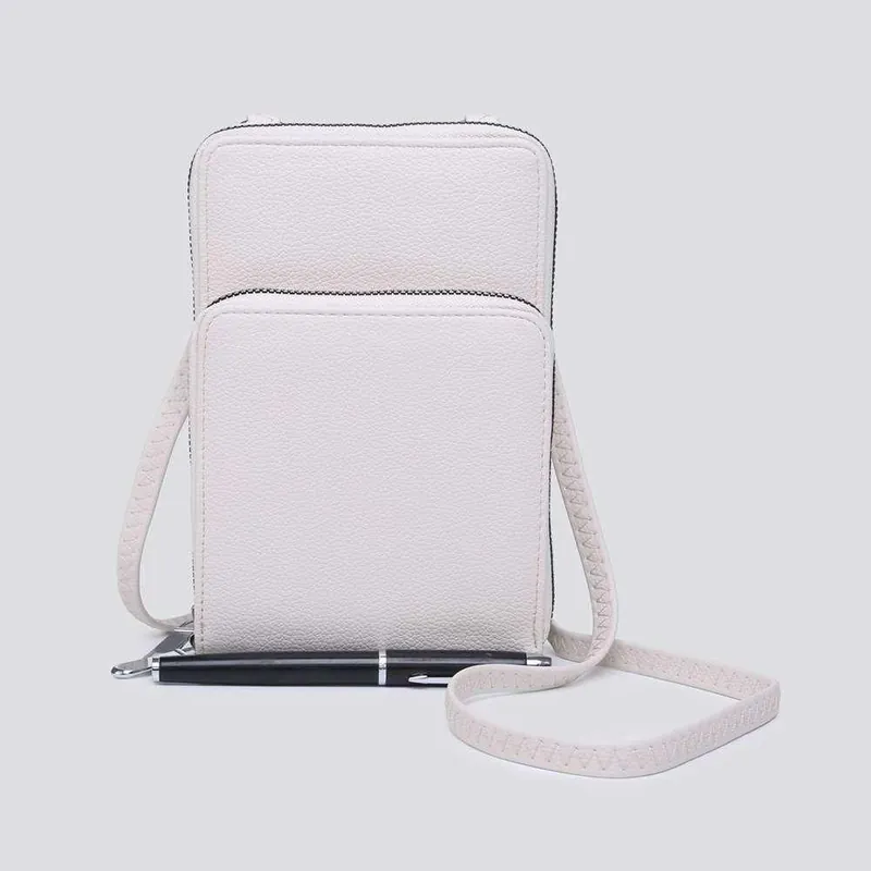 Small Double-Zipped Mobile Phone Bag with Adjustable Strap