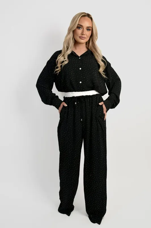 Nina Button Down Embellished Long Sleeve Top - IKRUSH
