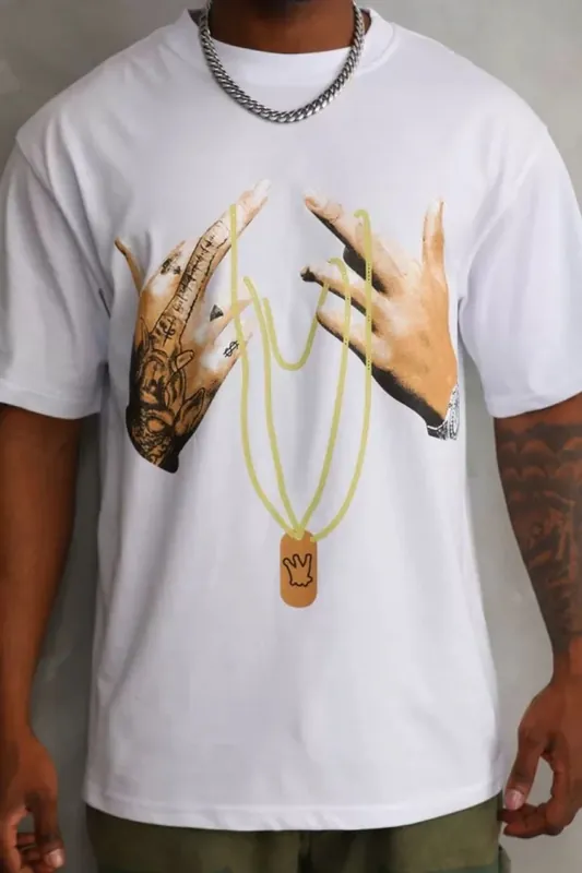 Oversized Crew Neck Graphic Print T-Shirt
