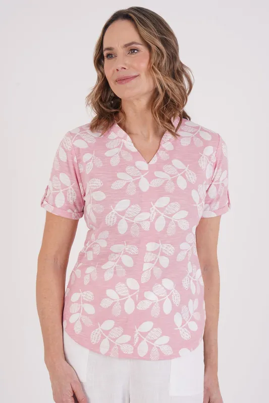 Pomegranate Leaf Notch Neck Top - Tigi