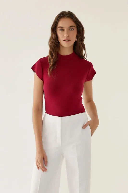 Half Turtleneck Short Sleeve Top - Hiccup