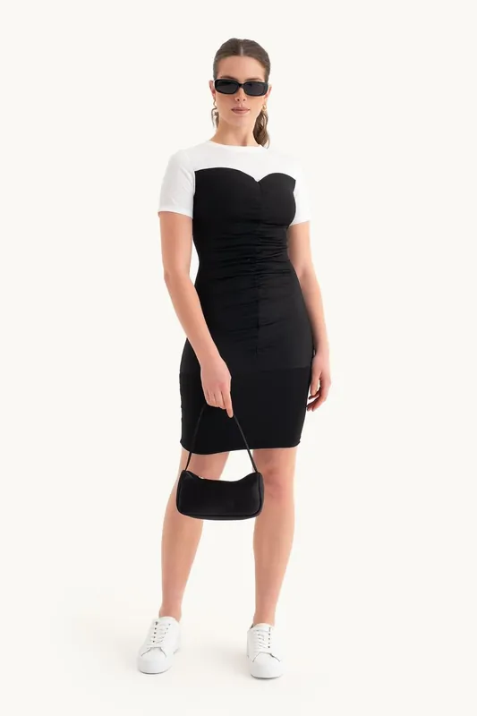 Round Neck Color Block Mini Dress - Hiccup