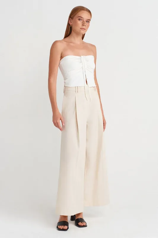 High-Waist Wide-Leg Crepe Trousers