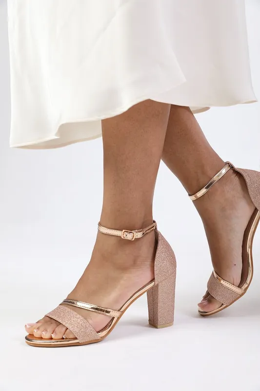 Abrina' Mid High Block Heel Sandals With Ankle Strap - Where's That From