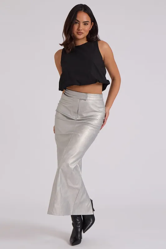 PU Split Back Maxi Skirt - Urban Bliss
