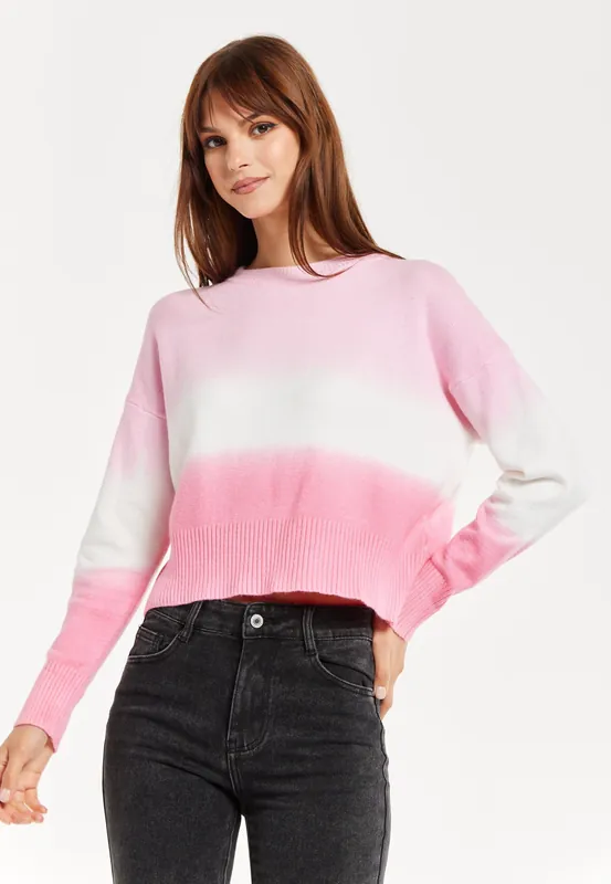 Ombre Pattern Jumper In Pink And White - Liquorish
