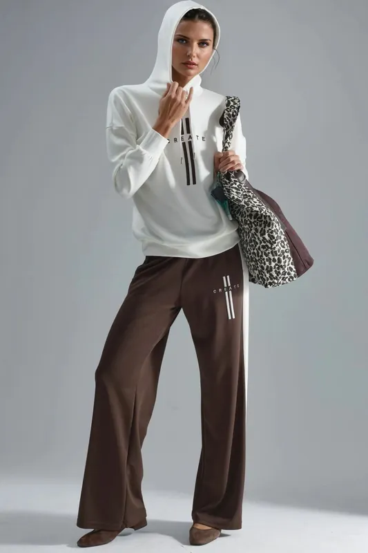Modal Touch Hooded Sweatshirt & Stripe Detailed Pants Set - Hiccup