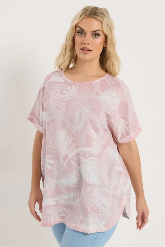 Palm Leaf Linen Boxy T-Shirt