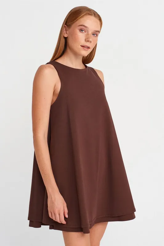 Cotton Poplin Sleeveless Mini Shift Dress - Dilvin