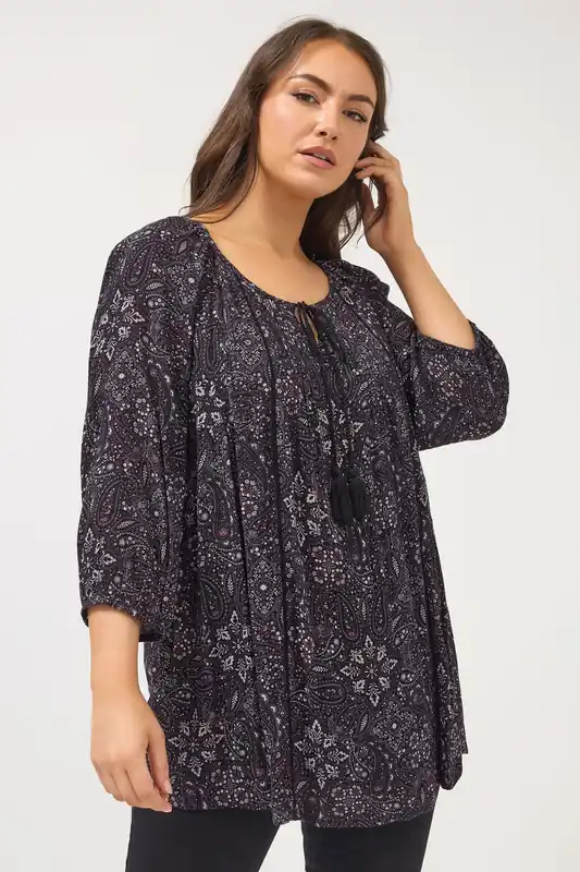 Paisley Tie Neck Top - Yours