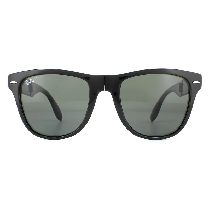 Rectangle Black Green Polarized Folding Wayfarer 4105 Sunglasses - Ray-Ban