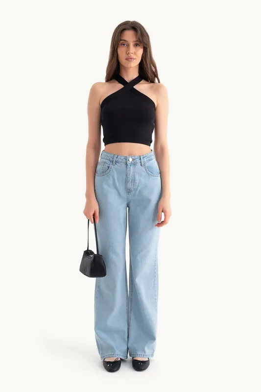 High-Waist Straight-Leg Jeans