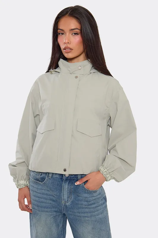 Hooded Long Sleeve High Neck Hooded Jacket - EGO