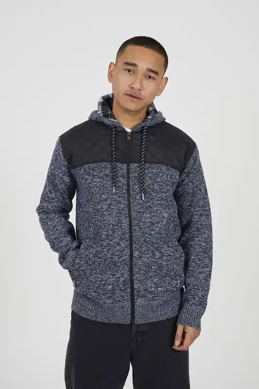 Full Zip Hoodie with Contrast Panel - Brave Soul