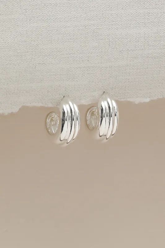 Silver Plated Chubby Hoop Earrings - Mood