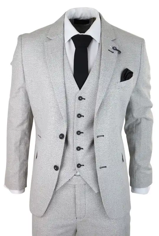3 Piece Check Tweed Retro Classic Suit - Infinity Leather