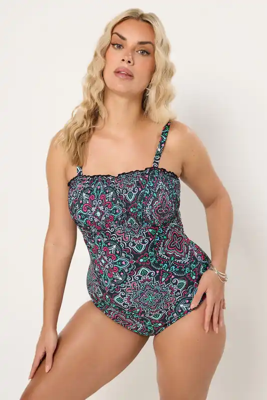 Aztec Print Shirred Swimsuit - Yours