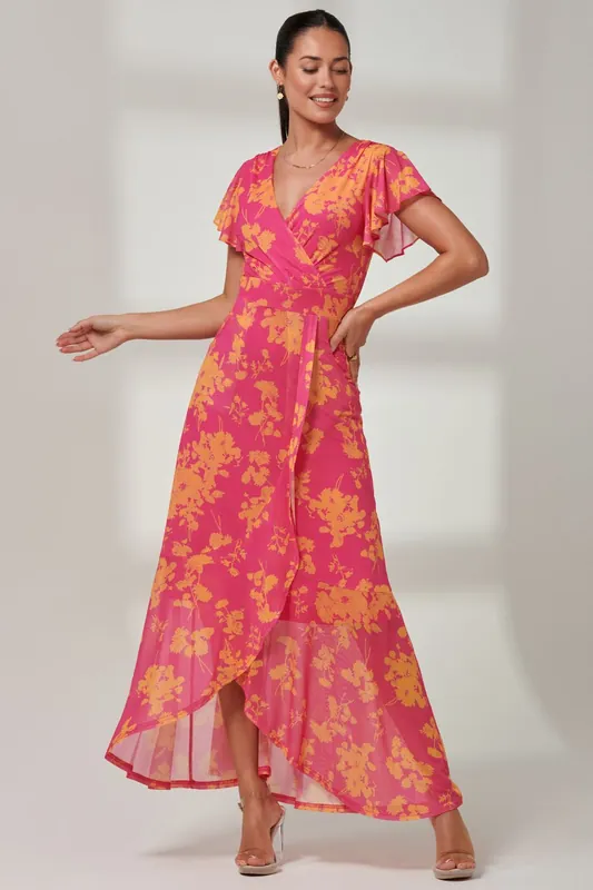 Gisselle Ruffle Hem Mesh Maxi Dress - Jolie Moi