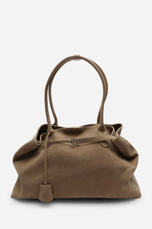 'Drift' Suede Slouchy Shoulder Tote Bag - Where's That From