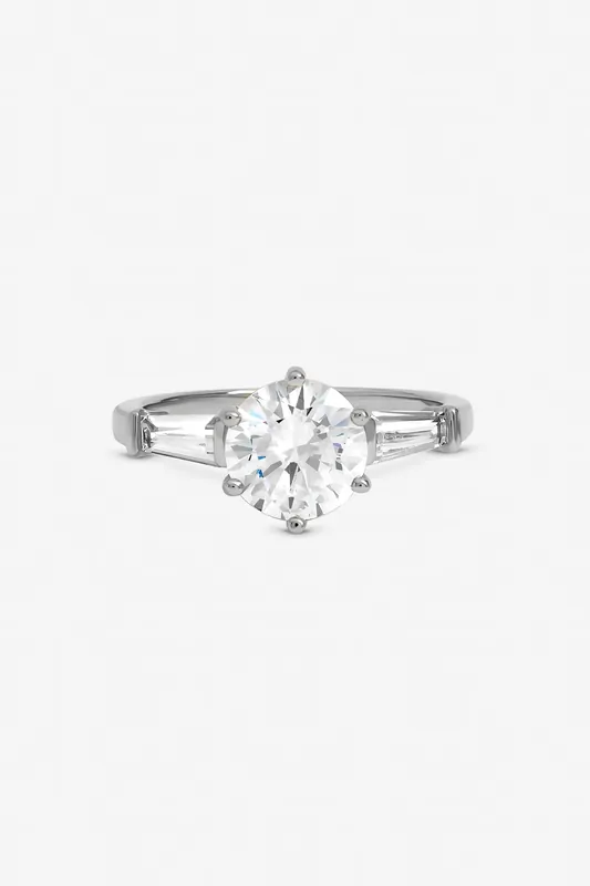 Rhodium Plated Cubic Zirconia Solitaire Ring - Jon Richard