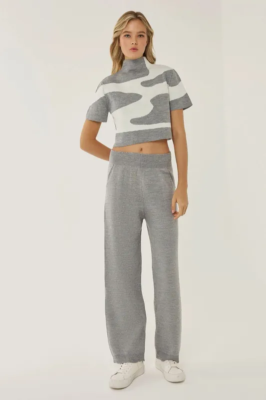 High Waist Wide Leg Knit Pants - Hiccup
