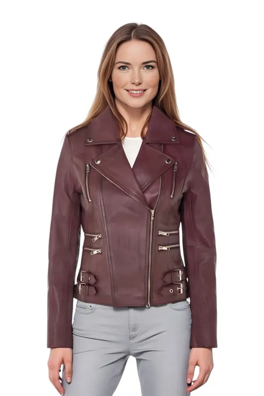 Leather Teal Brando Biker Jacket-Constantia