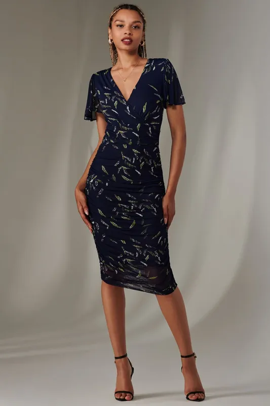 Angel Sleeve Ruched Bodycon Dress - Jolie Moi