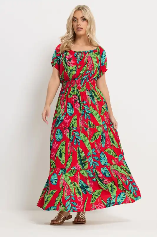 Tropical Tie Neck Maxi Dress - Yours