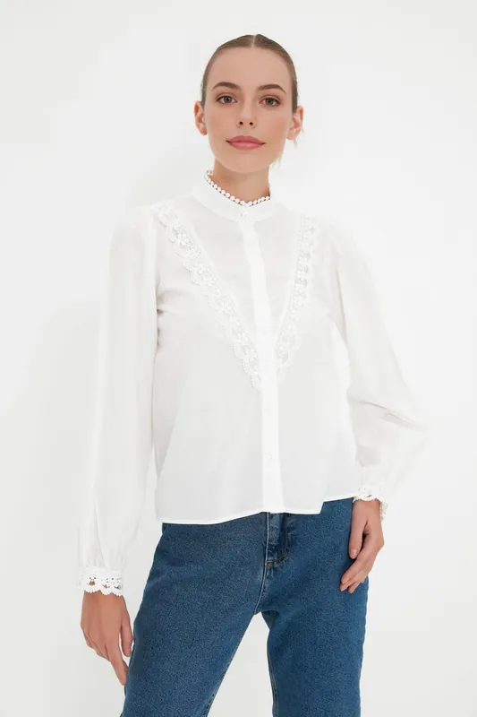 Woven Shirt with Lace Detail - WOVCOR