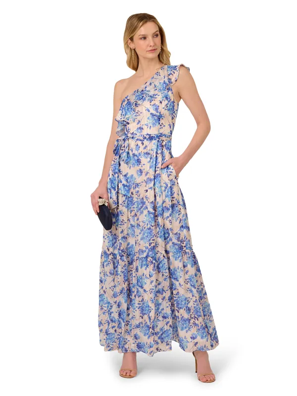 Satin Stripe Ankle Dress - Adrianna Papell