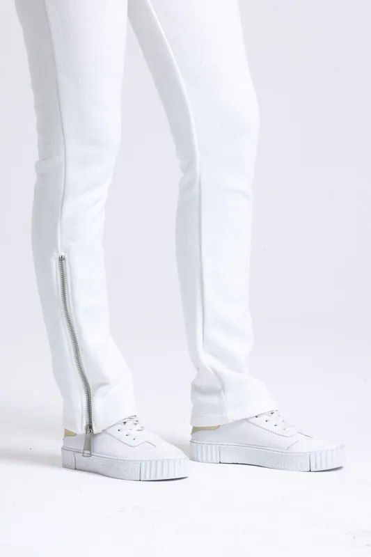 High Waist Zippered Slit Sweatpant Trousers - Hiccup