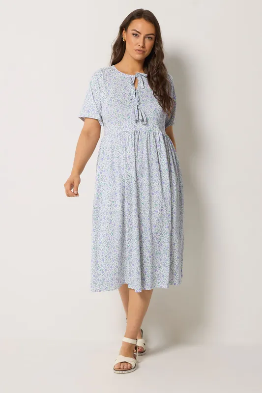 Ditsy Throw On Dress - Yours
