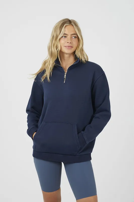 Quarter Zip Funnel Neck Sweatshirt - Brave Soul