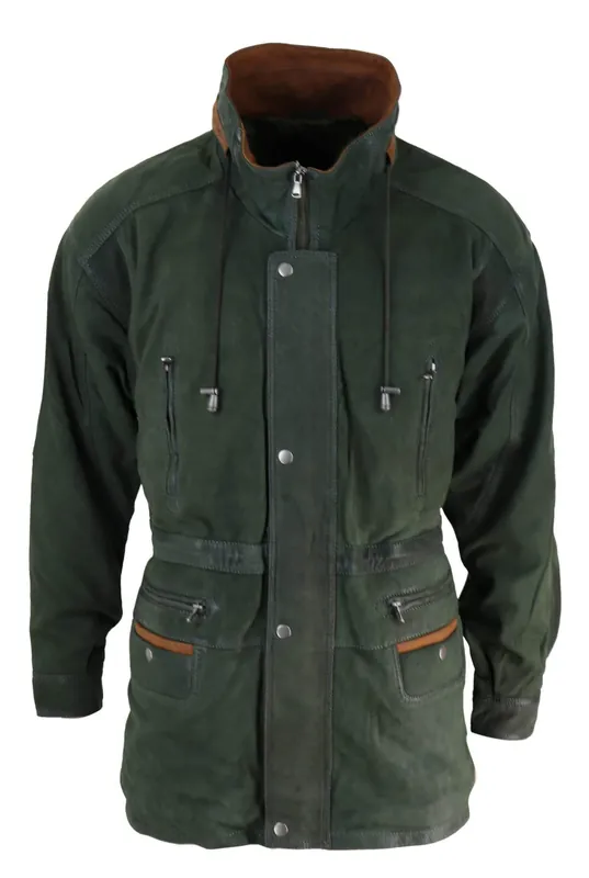 Suede Safari Hunting Duffle Coat Leather - TruClothing