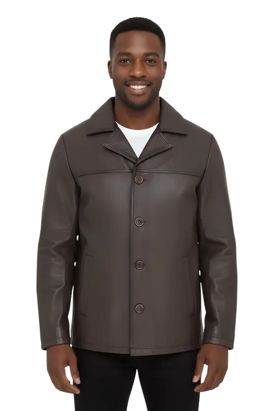 4 Button Italian Leather Blazer Jacket - Gladstone