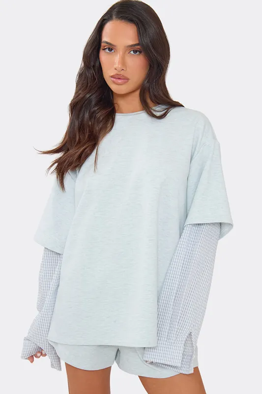 Long Sleeve Crew Neck Layered Top - EGO
